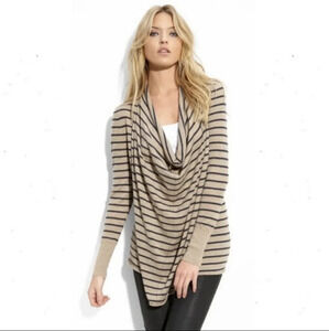 JOIE Tibby Striped Draped Cowl Neck Lightweight Pullover Sweater Wool Cashmere M